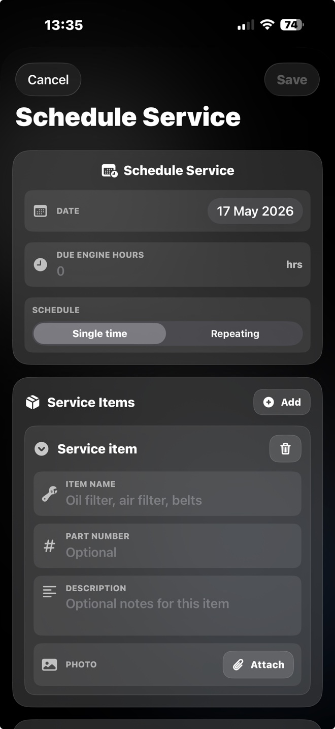 Fix it Right schedule service screen