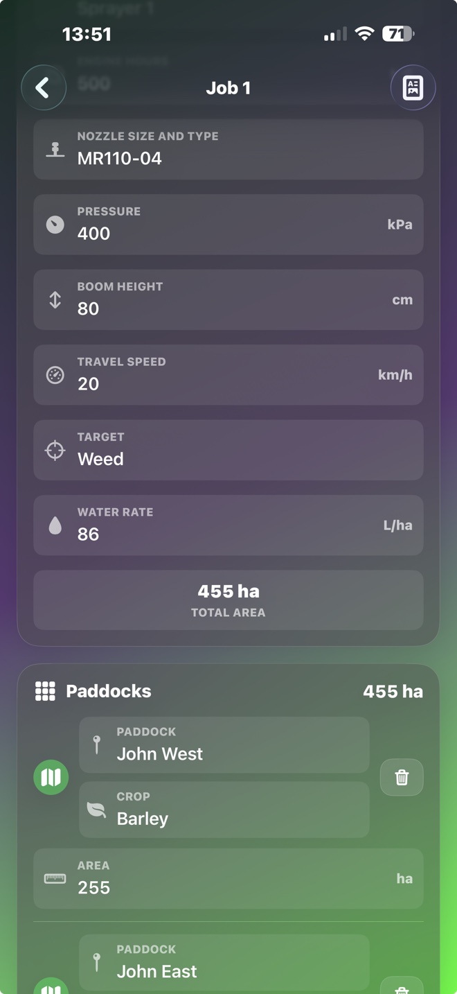 Log it Right spray details screen